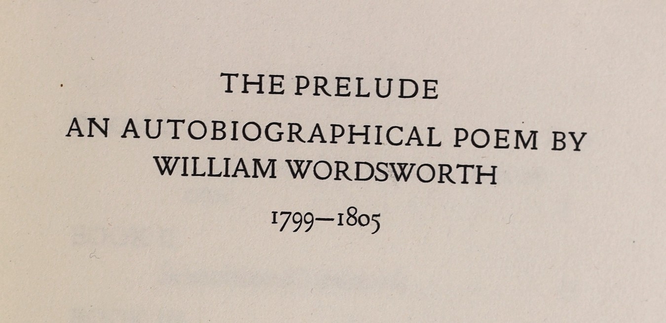 Doves Press, London - Wordsworth, William - The Prelude: An Autobiographical Poem, one of 155, printed in red and black letter, 8vo, original full, limp vellum, spine gilt-lettered, London, 1915